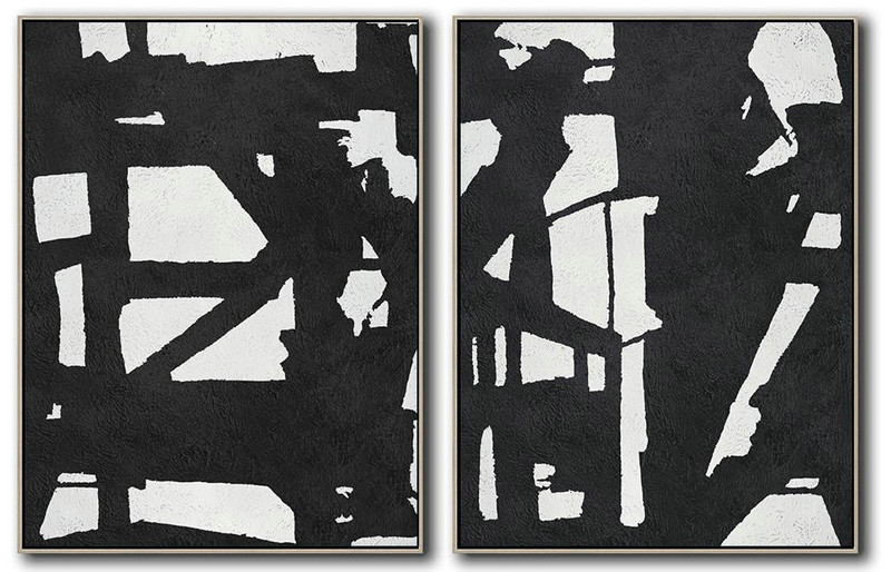 Large Abstract Painting Canvas Art,Set Of 2 Minimal Painting On Canvas - Canvas Wall Art